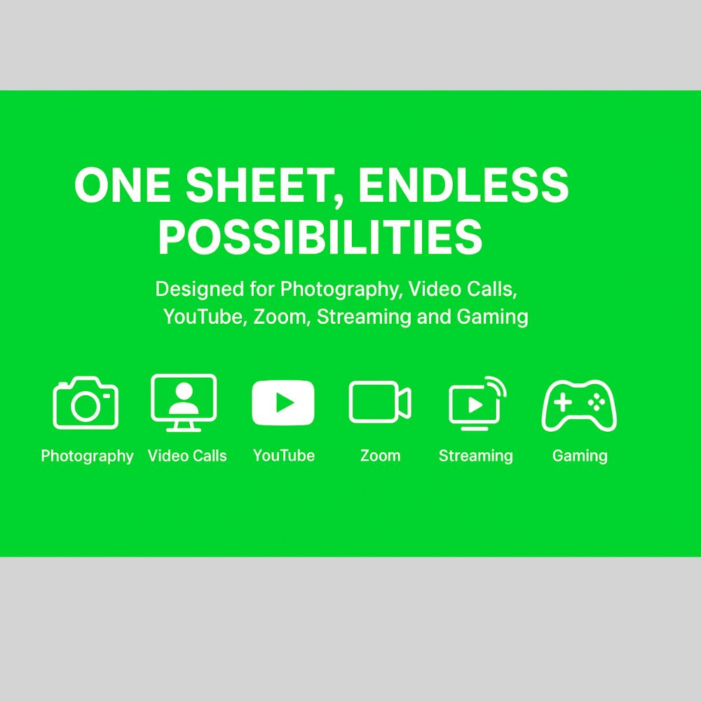PVC Green Screen Backdrop – Wrinkle-Free Chroma Key Sheet for Streaming & Video (60×120 / 100×300 cm)