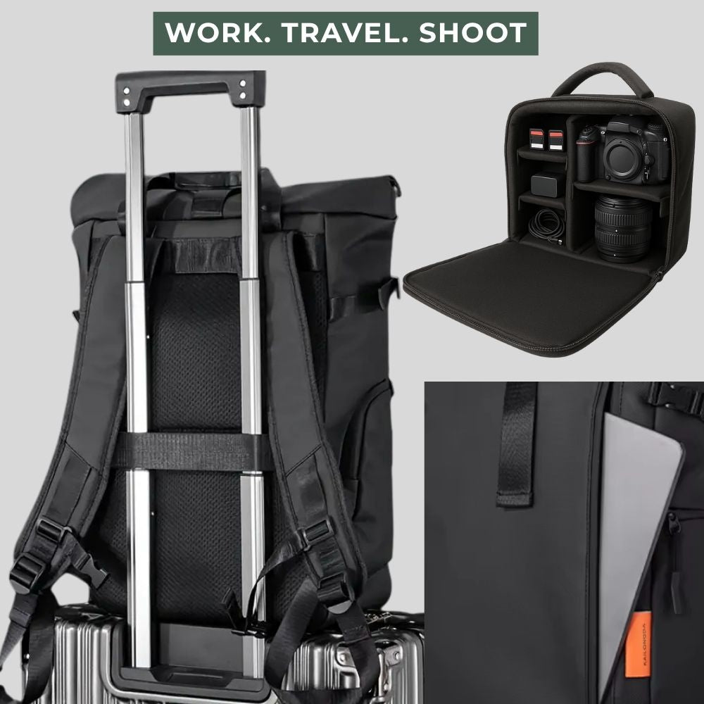 Waterproof Rolltop Laptop Backpack Unisex Bag | Expandable 20–25L | Fits 15.6" Laptop | Anti-Theft, Lightweight Bag for Men & Women | Stylish Travel, Office & College Backpack
