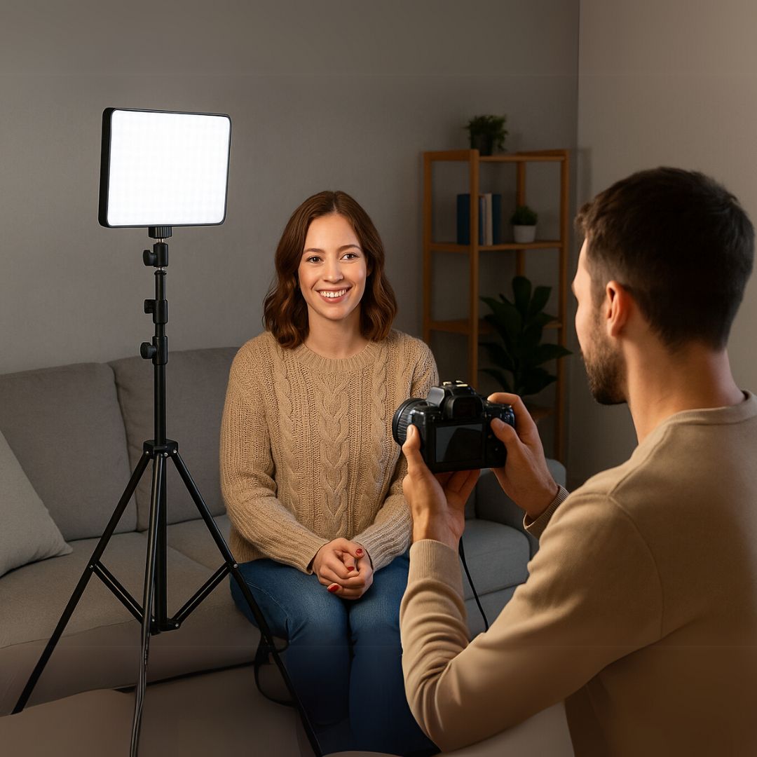 SMILEDRIVE® Photography Light - LED Video Light Panel with 240 SMD Beads & 7ft Tripod – Dimmable 3000K–6500K Lighting Kit for Photography, Videography & Content Creation