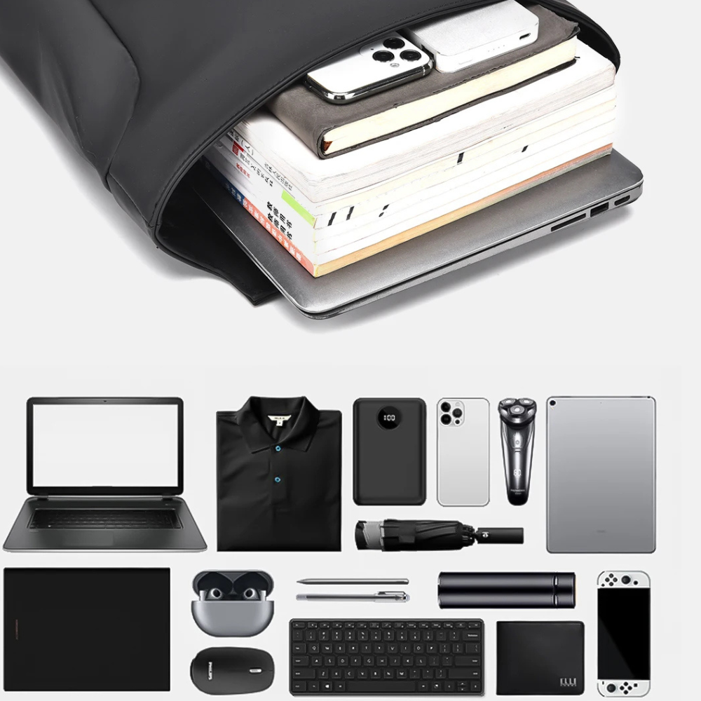 Roll Top Backpack Waterproof Laptop Bag - Stylish & Space Travel, Office & College Faux Leather Bag
