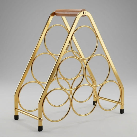 Luxury Wine Holder with Radiant Golden Finish | 6 Bottle Metal Wine Rack