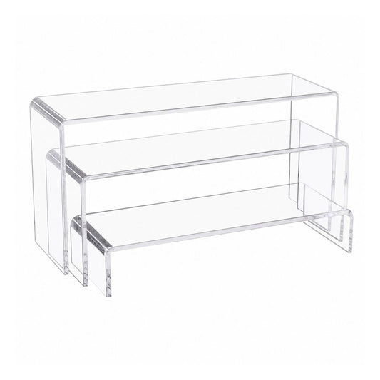 Acrylic Display Stand | Multi-Purpose Display Stands for Jewellery, Bakery, Retail, Cosmetics, Collectibles, & Home Use | Clear 5mm Thick Acrylic Product Display Risers Set of 3