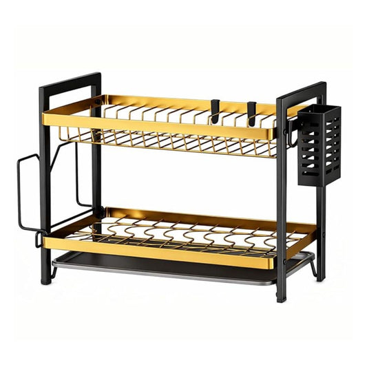 Utensil Drying Rack | Kitchen Dish Organizer Tray with Cutlery Holder & Built-in Drainer
