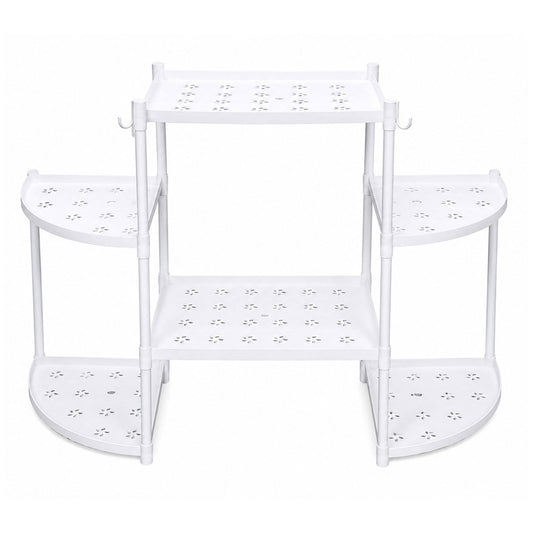 Flower Pot Stand for Indoor Living Room, Balcony & Home | 6 Rack Flower Pot Stand with Hooks | Lightweight Balcony & Home Garden Plant Organizer