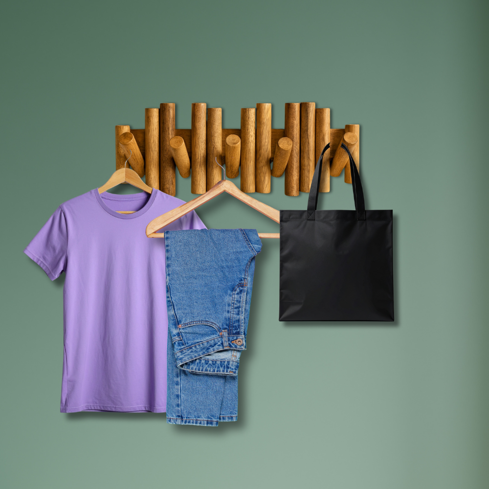 SMILEDRIVE® Clothes Hangers Wooden Wall Mounted Cloth Hanger 29 x 13 x 3 cm