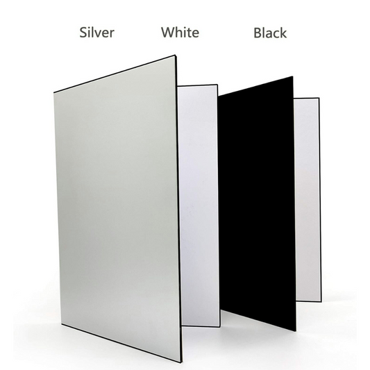 Smiledrive® 3-in-1 Photography Reflector Board – Foldable Light Diffuser for Product Photography, Camera Reflector Panel for Still Life & Tabletop Shoots – Black, White & Silver Reflectors