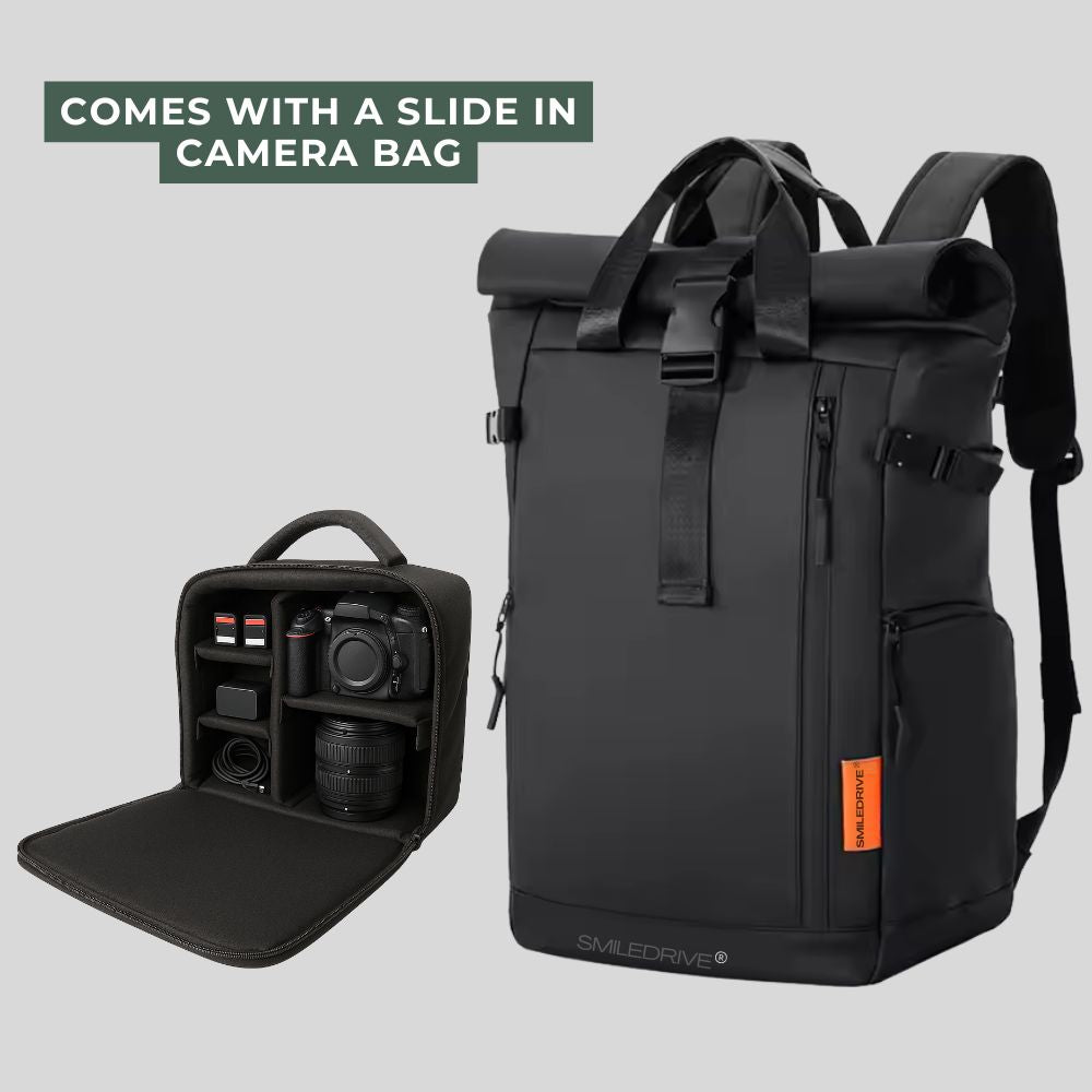 Waterproof Rolltop Laptop Backpack Unisex Bag | Expandable 20–25L | Fits 15.6" Laptop | Anti-Theft, Lightweight Bag for Men & Women | Stylish Travel, Office & College Backpack