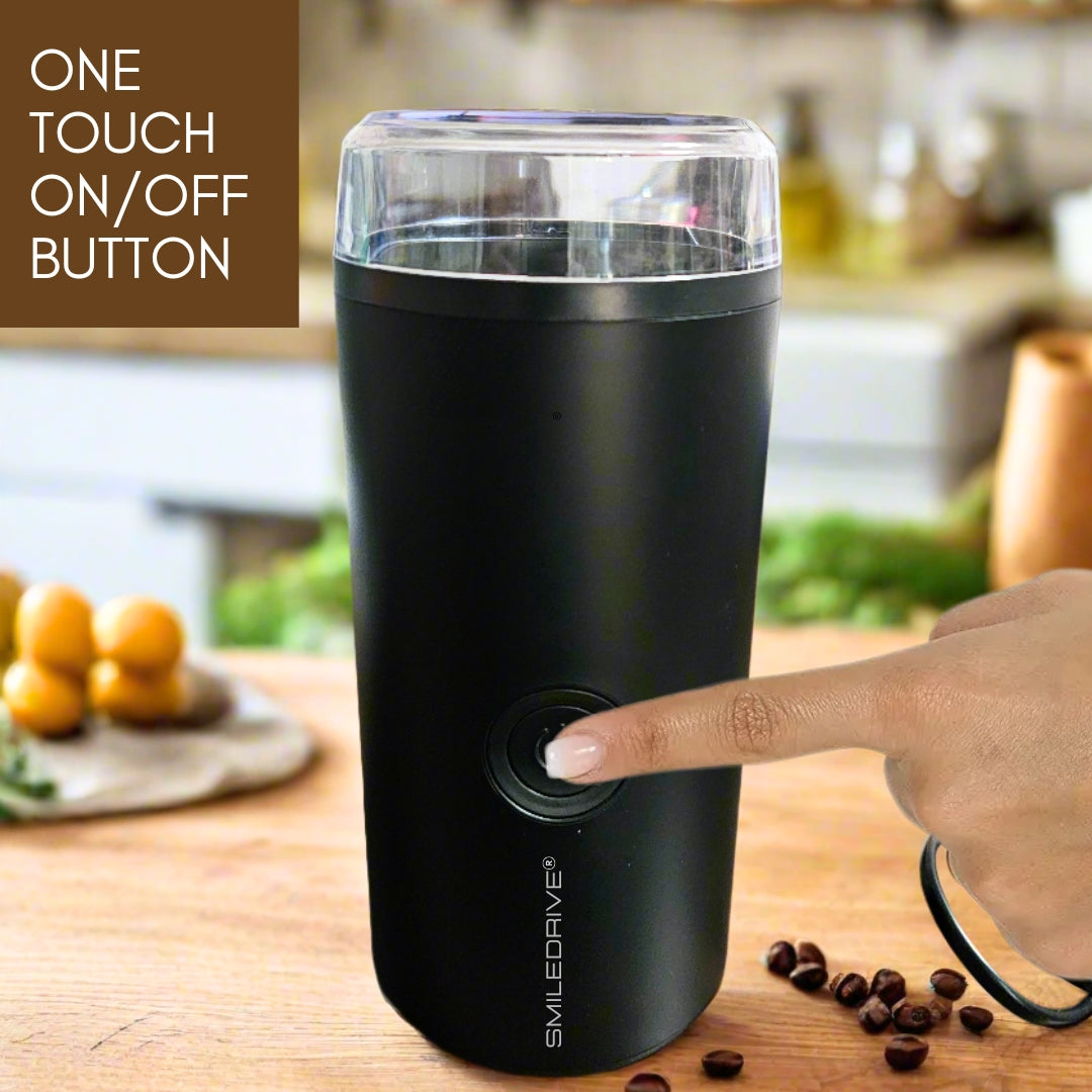 Smiledrive Electric Coffee Grinder with Safe and Durable 304 Stainless Steel Blades,Fast Grinding for Coffee Beans, Dried Spice, Nuts, Herbs with Cleaning Brush