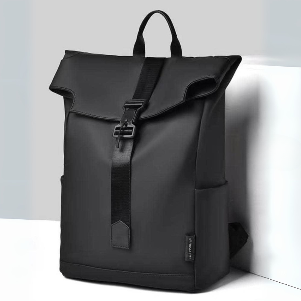 Roll Top Backpack Waterproof Laptop Bag - Stylish & Space Travel, Office & College Faux Leather Bag