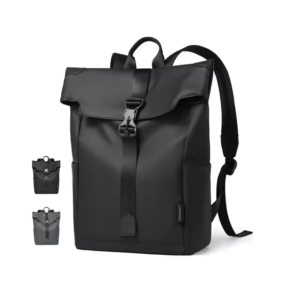 Roll Top Backpack Waterproof Laptop Bag - Stylish & Space Travel, Office & College Faux Leather Bag