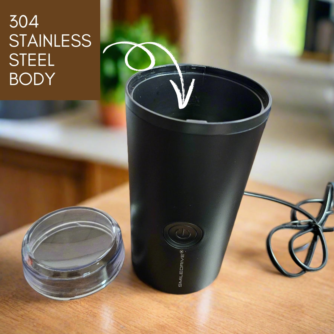 Smiledrive Electric Coffee Grinder with Safe and Durable 304 Stainless Steel Blades,Fast Grinding for Coffee Beans, Dried Spice, Nuts, Herbs with Cleaning Brush