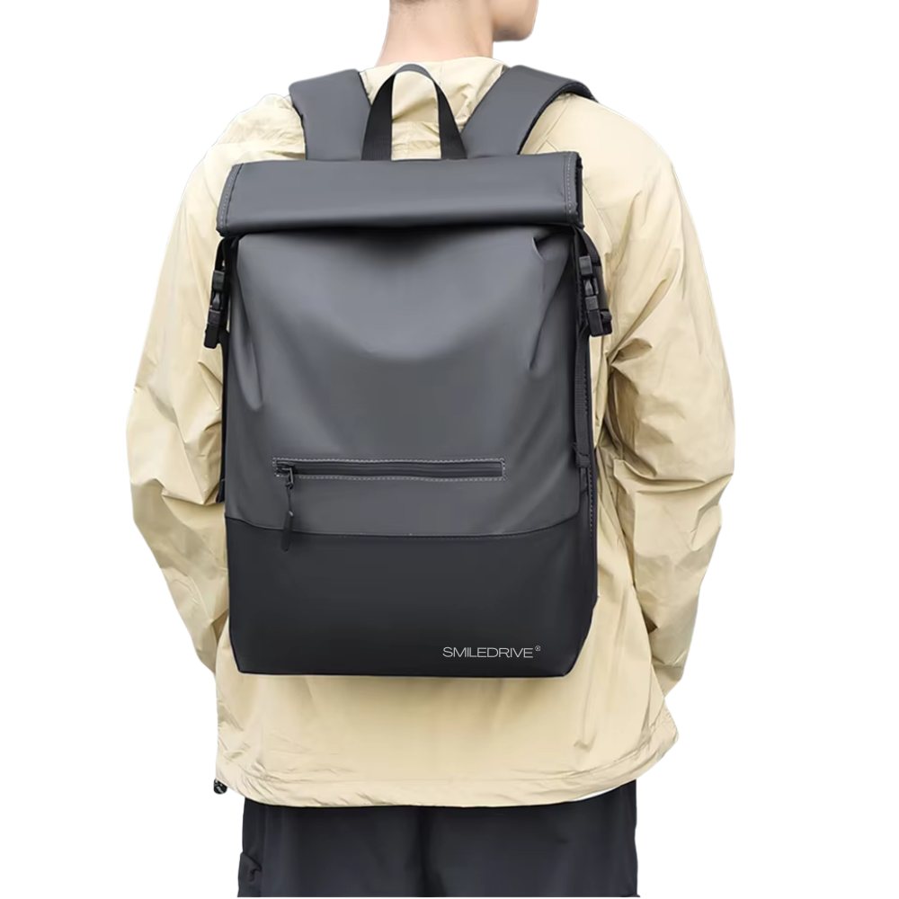 Waterproof Roll Top Backpack Laptop Bag– Stylish Travel Hiking Office Bag