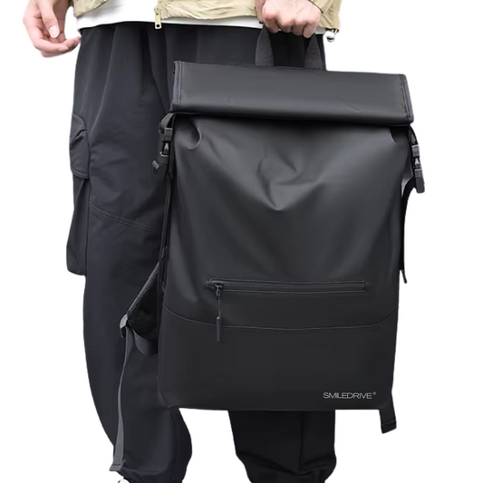 Waterproof Roll Top Backpack Laptop Bag– Stylish Travel Hiking Office Bag