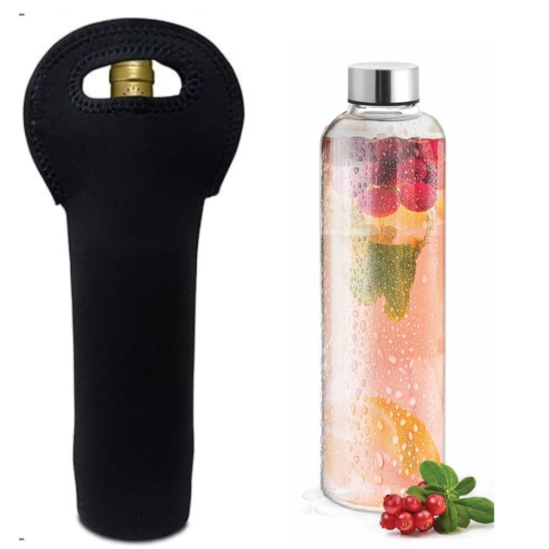 SMILEDRIVE® Waterproof Water Bottle Holder Bag with ergonomic handle | Slim, sleek and anti-slip | Perfect for Office, Gym, Travel & Outdoor Use | Fits Most Bottles (Black) | Suitable for all ages