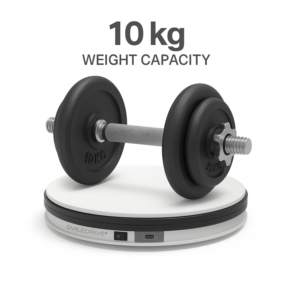 Smiledrive Electric Motorized Photography Turntable 360° Rotatable Display Device for Stores, Exhibitions, Watches, Jewellery-10kg load bearing