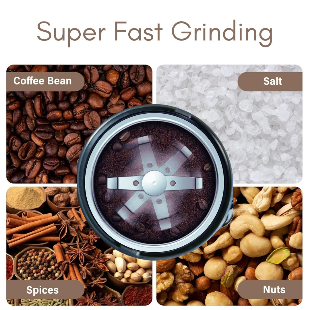 Smiledrive Electric Coffee Grinder with Safe and Durable 304 Stainless Steel Blades,Fast Grinding for Coffee Beans, Dried Spice, Nuts, Herbs with Cleaning Brush
