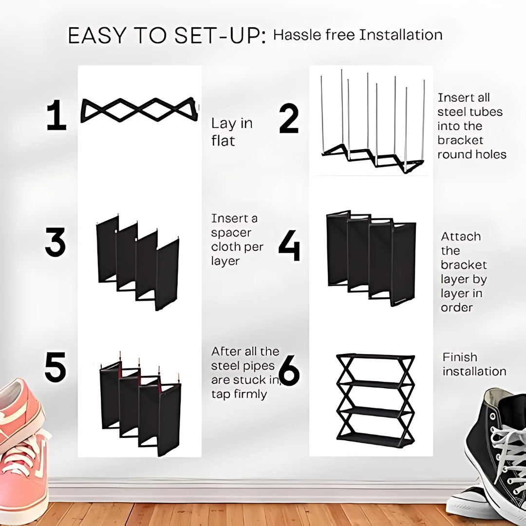 SMILEDRIVE® Small Plastic Shoe Rack – Space-Saving, Dust-Proof, and Easy-to-Assemble Shoe Organizer