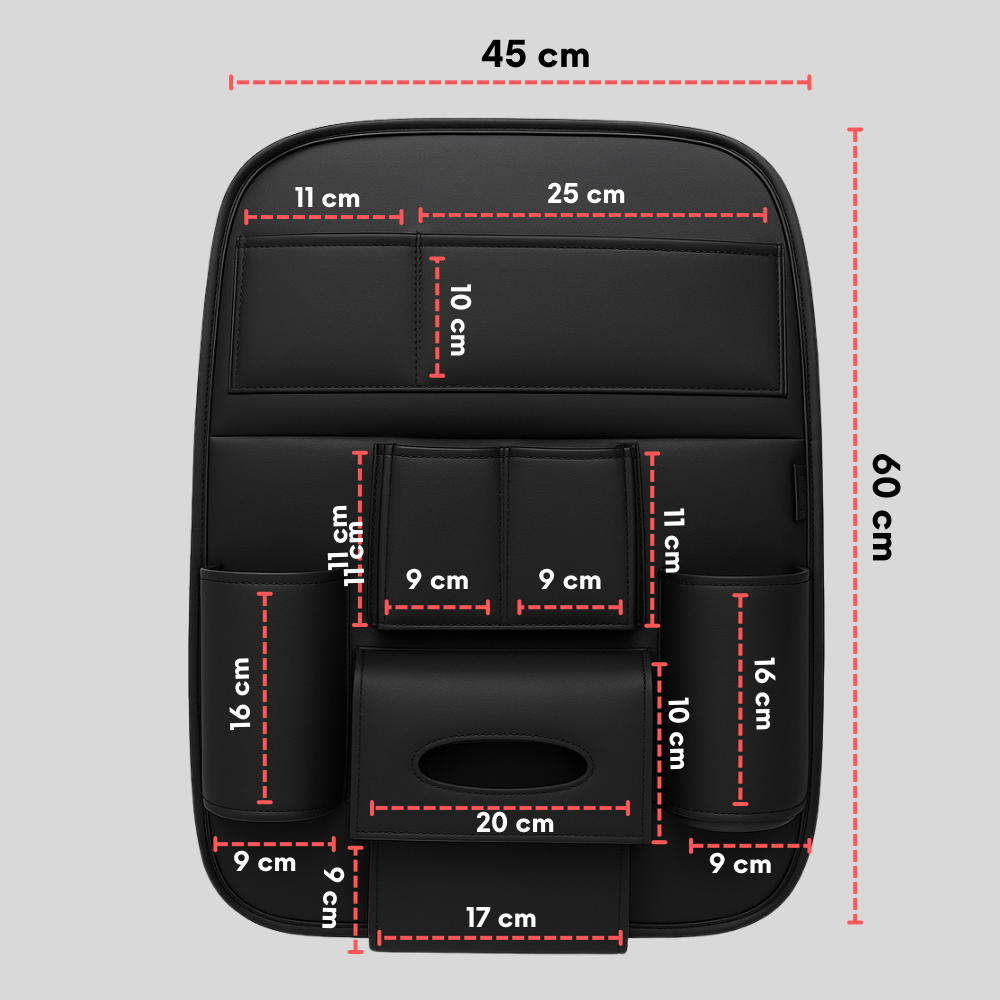 Car Back Seat Organizer–Premium Universal Car Rear Seat Storage | Multi-Pocket Storage, Bottle & Tissue Holders, Easy Install