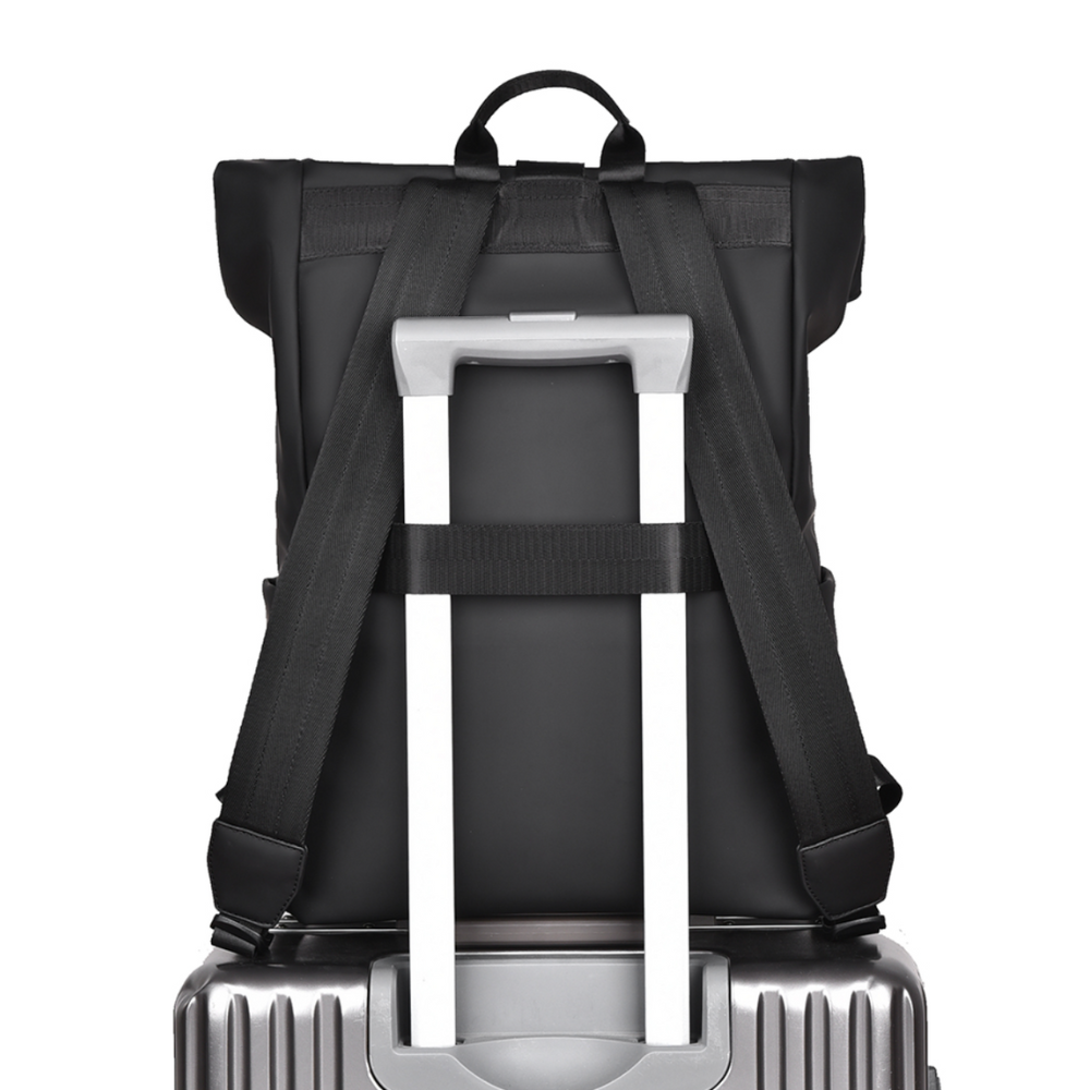 Roll Top Backpack Waterproof Laptop Bag - Stylish & Space Travel, Office & College Faux Leather Bag