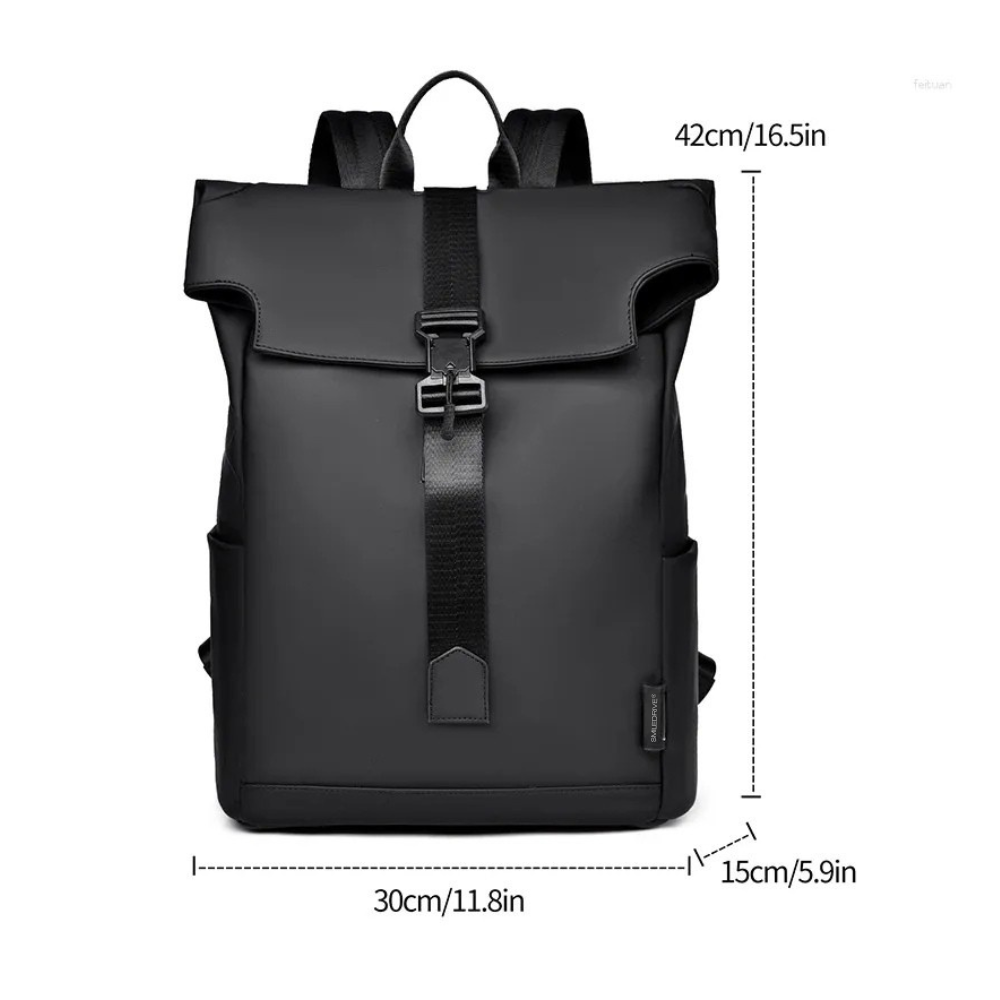 Roll Top Backpack Waterproof Laptop Bag - Stylish & Space Travel, Office & College Faux Leather Bag