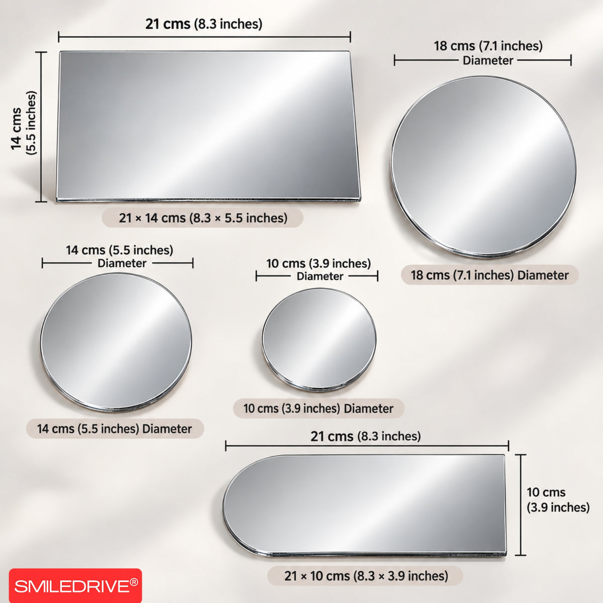 Geometric Acrylic Mirror Photography Props | Reflective Styling Set for Product, Jewellery, Flat Lay, Creative & Small items Photography | 5 Piece Set