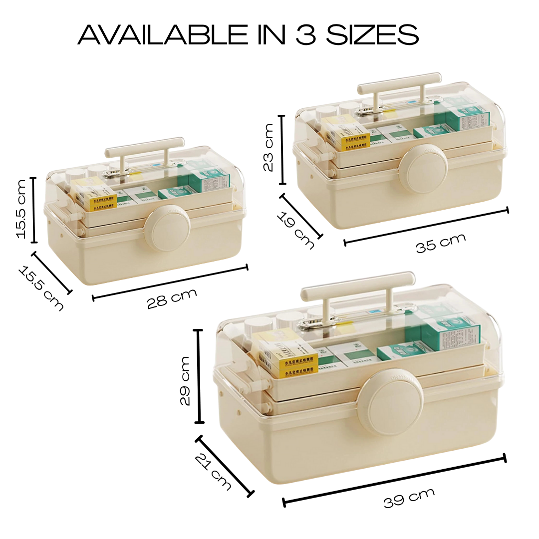 SMILEDRIVE® Plastic Medicine Storage Box 3 Tier First Aid Box Makeup Organiser Multipurpose Storage Box