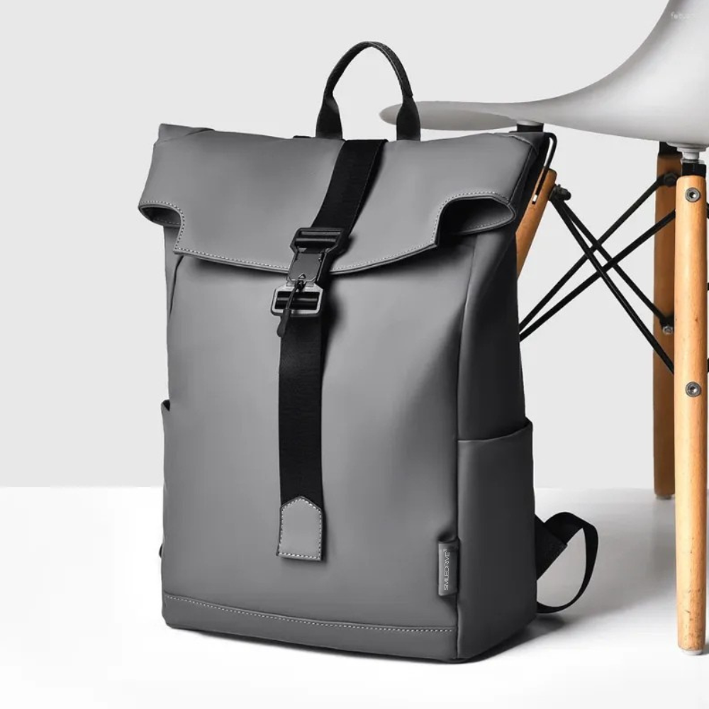 Roll Top Backpack Waterproof Laptop Bag - Stylish & Space Travel, Office & College Faux Leather Bag