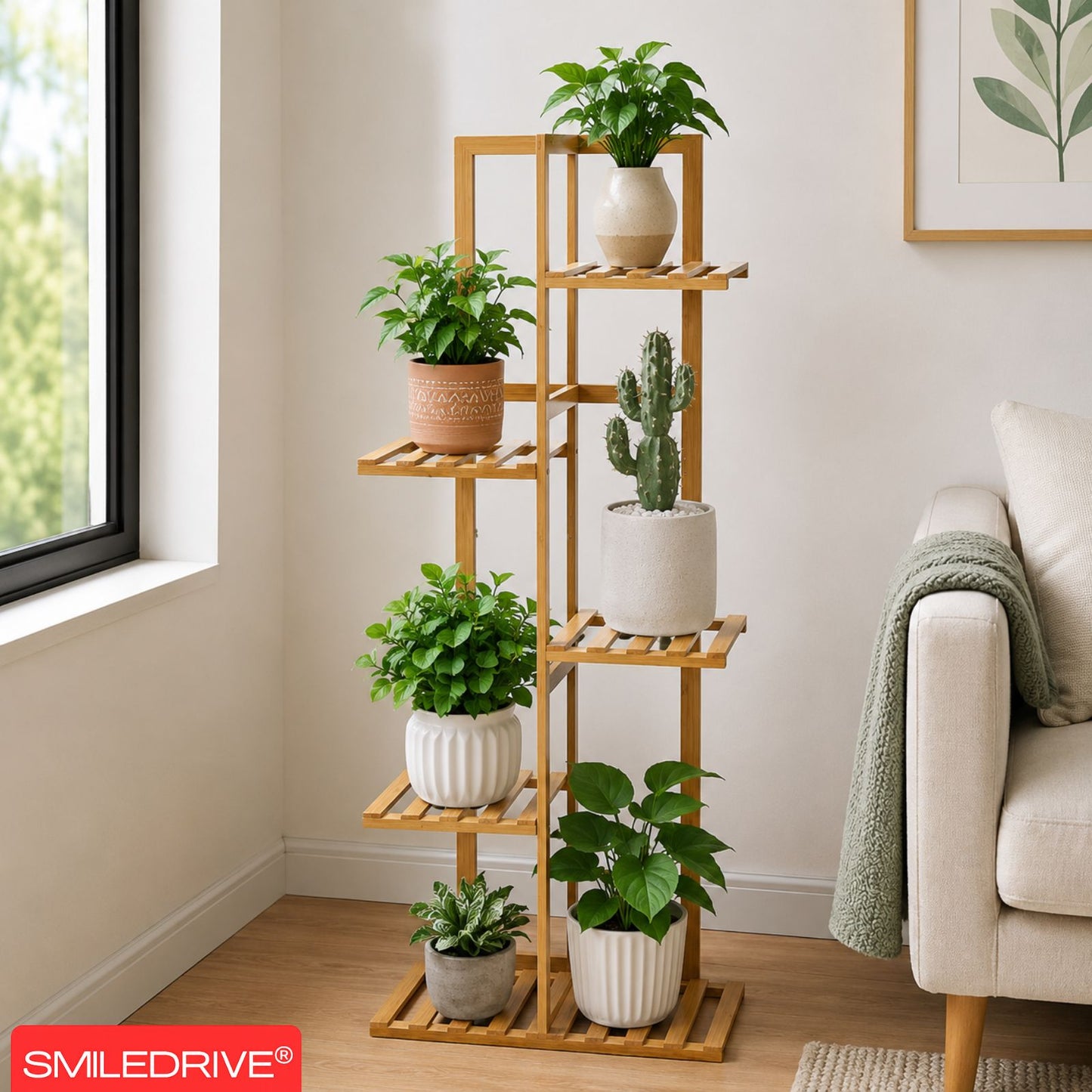 Bamboo Plant Stand for Indoor & Outdoor Plants | 4-Tier Flower Pot Rack for Balcony, Living Room, Patio & Garden