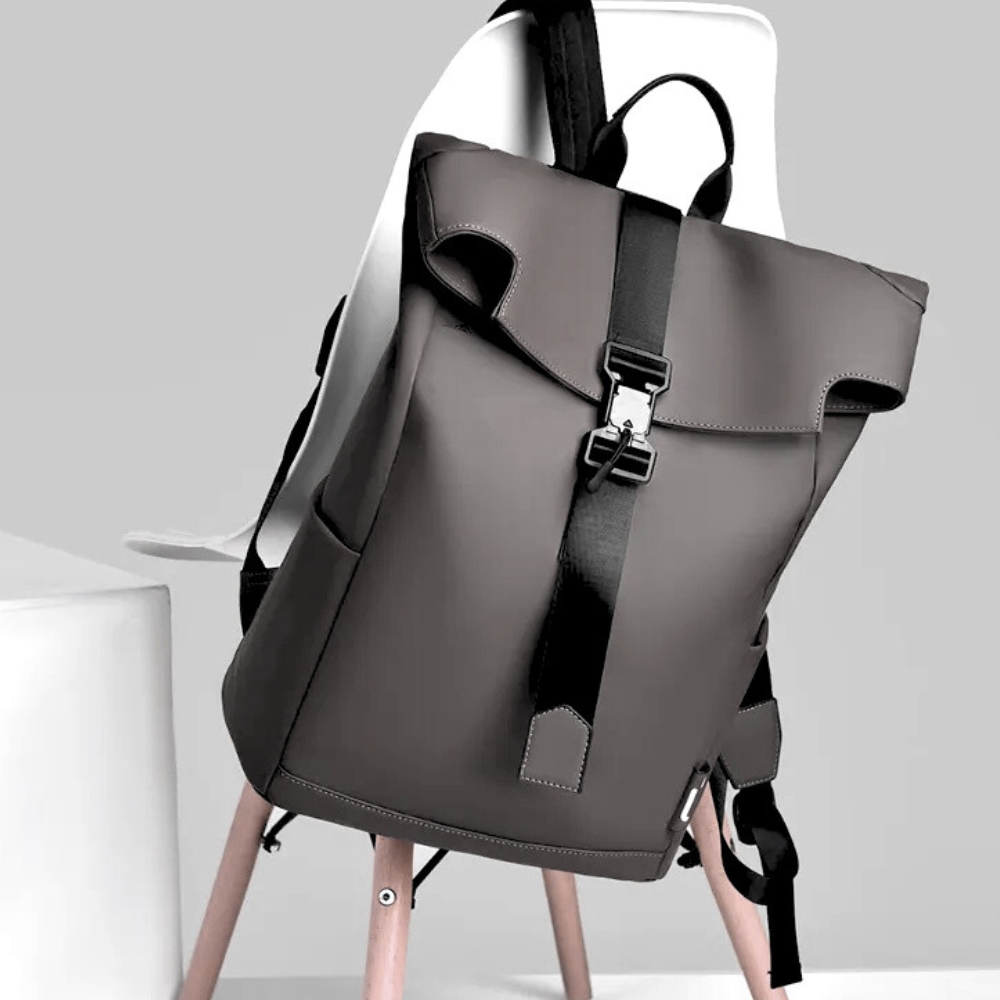 Roll Top Backpack Waterproof Laptop Bag - Stylish & Space Travel, Office & College Faux Leather Bag