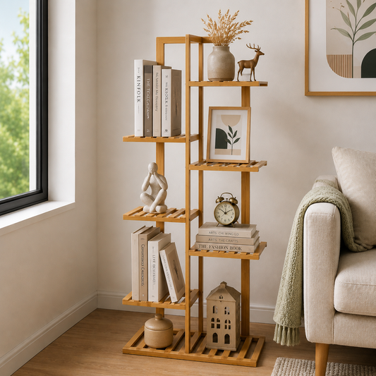 Bamboo Plant Stand for Indoor & Outdoor Plants | 4-Tier Flower Pot Rack for Balcony, Living Room, Patio & Garden
