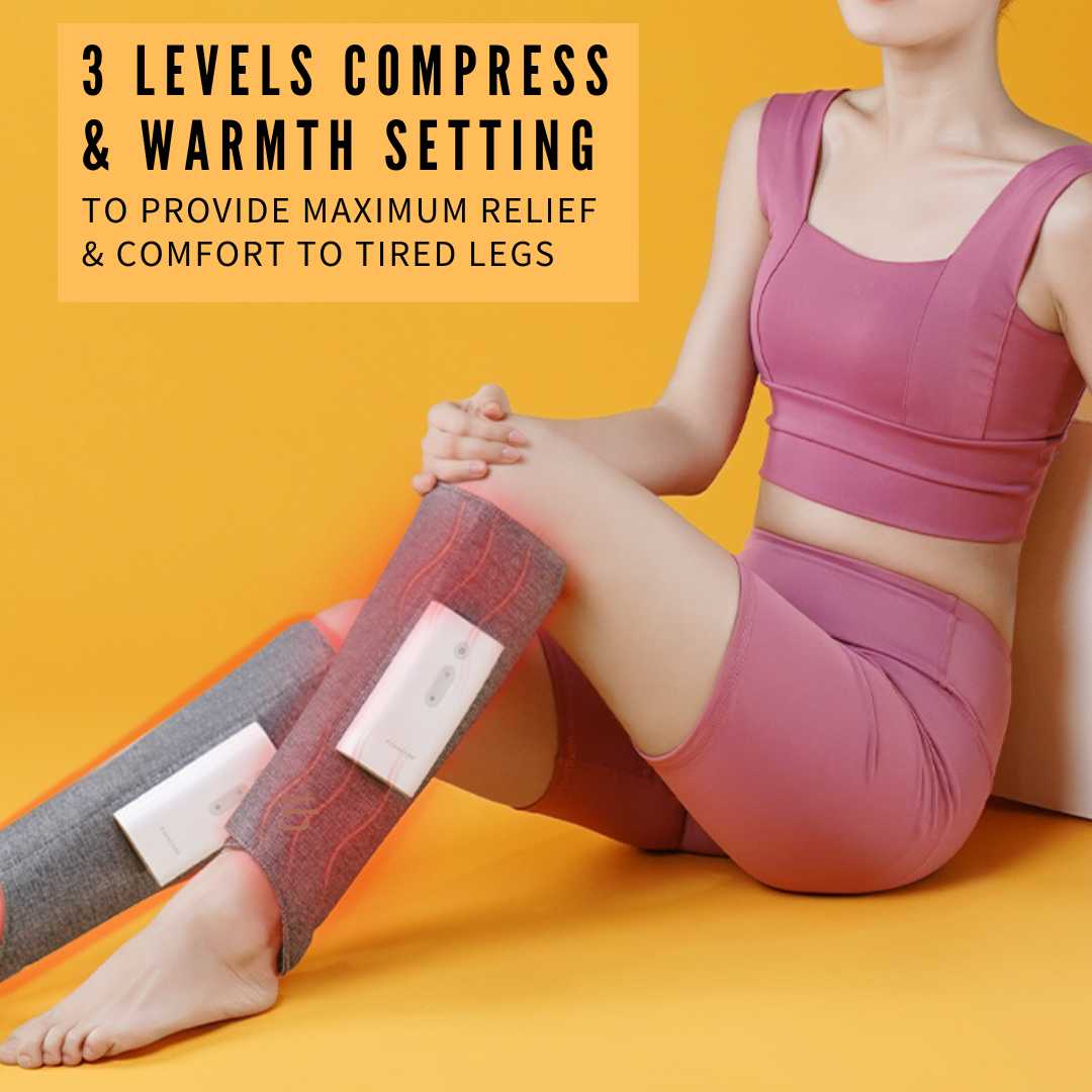 Wireless Leg Calf Massager with 3 Level Heat and Compression for Max Relief