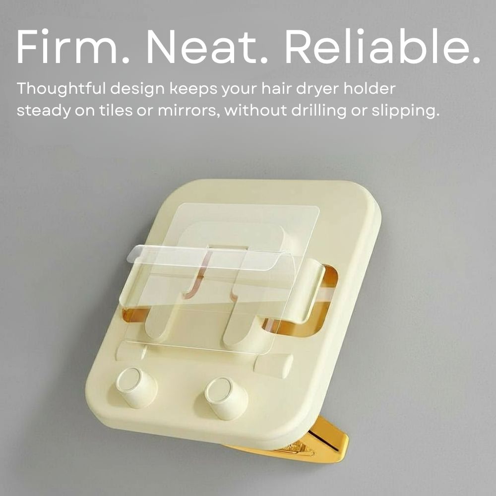 Hair Dryer Stand Holder Wall-Mounted-No Drilling Foldable Multi-functional Stand for Bathrooms, Salons