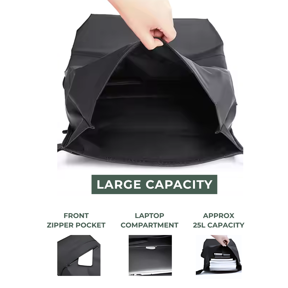 Waterproof Roll Top Backpack Laptop Bag– Stylish Travel Hiking Office Bag