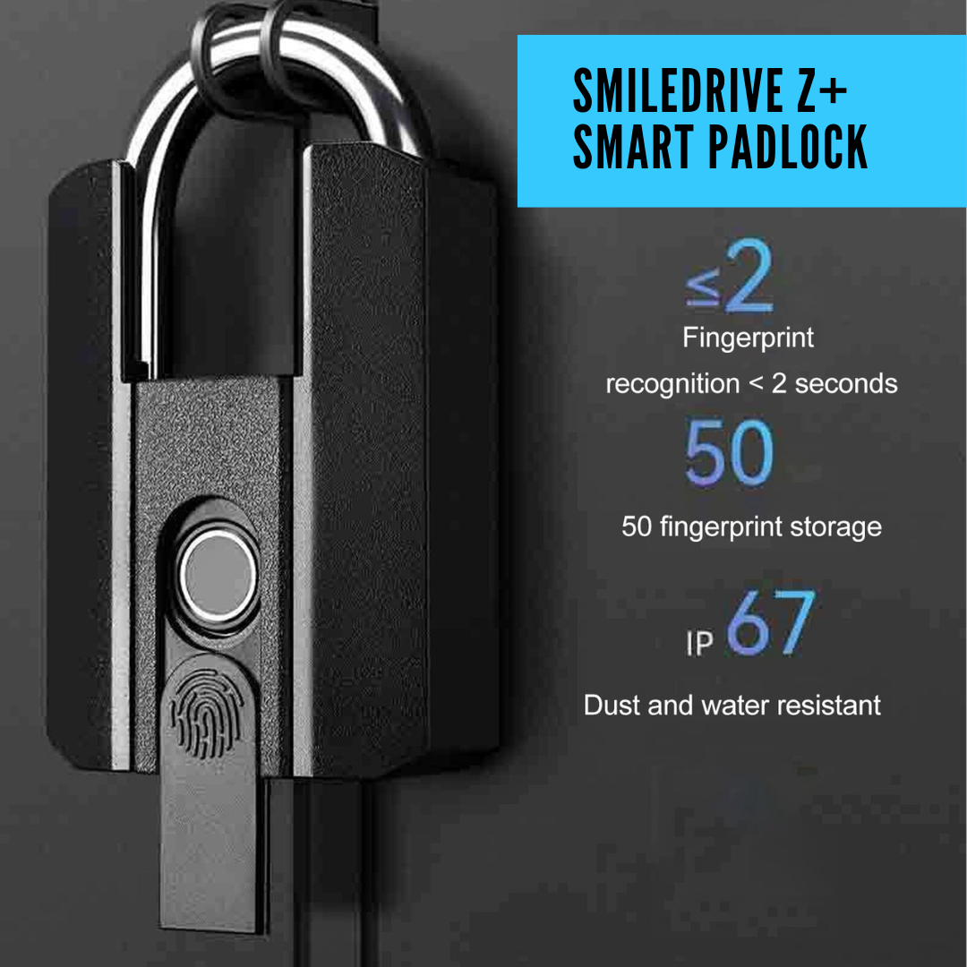 Z+ Smart Door Lock – Fingerprint Padlock with IP67 Waterproof, Bluetooth & Key Access