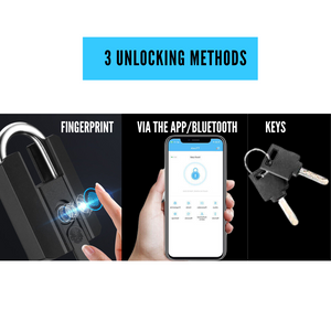 Smiledrive Z+ Smart Door Lock Fingerprint Padlock for Home with Superfast Unlocking IP67 with 3 Unlocking Mechanisms: Fingerprint, Bluetooth & Keys