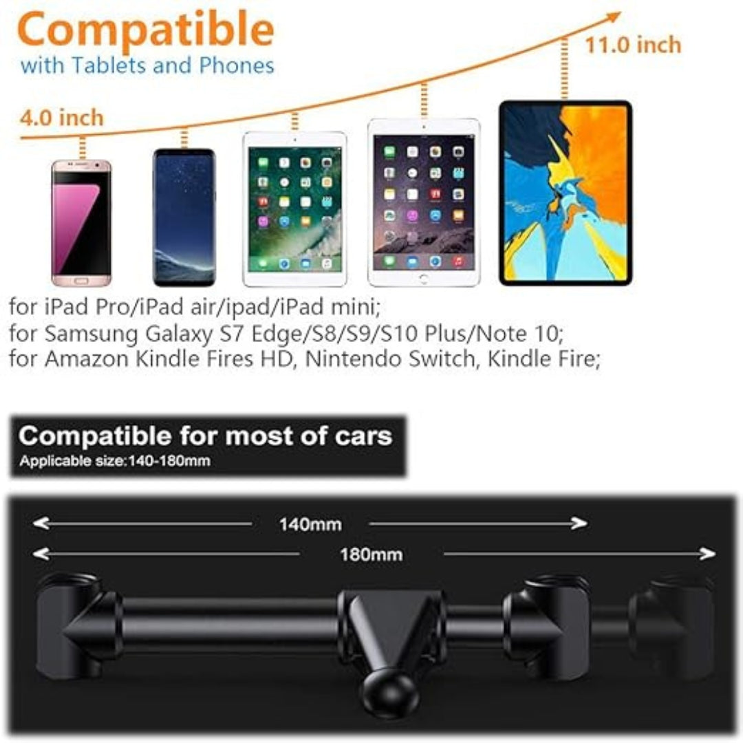 Mobile Holder Stand for Car Backseat – Sturdy, Adjustable, and Travel-Friendly for 4-11 Inch Devices