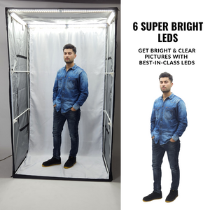 Smiledrive Photography Light Box Photo Studio Booth for Model Shoots Soft Box-200 cm, 6 LEDs, 1 PP Background Sheet