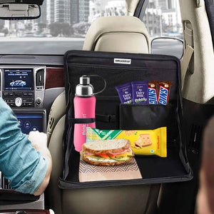 Car Laptop Desk Organizer Stand Foldable Backseat Food Eating Tray Accessories Holder Desk - Made in India - Black Smiledrive.in