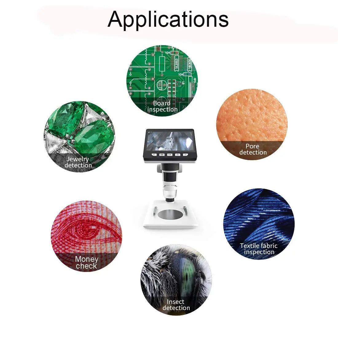 Digital High Definition Microscope with 50-1000x Mangnification 4.3" Screen-USB connects with PC, Built-in card slot (8gb) smiledrive