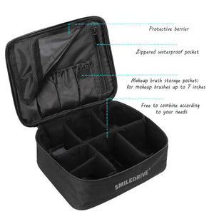 Makeup Kit Travel Bag Cosmetic Storage Organizer Box with Adjustable Compartments Smiledrive