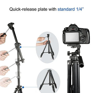 Professional Portable Camera Tripod for DSLRs, Smart Phones, Action Cameras-Max Length 56 Smiledrive