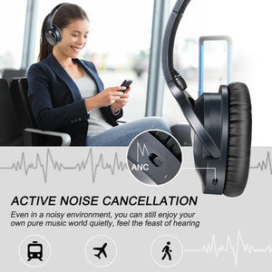 SMILEDRIVE MONK NOISE CANCELLATION WIRELESS BLUETOOTH HEADPHONE WITH BUILT-IN MICROPHONE, OVER EAR ANC HEADSET WITH DEEP BASS Smiledrive