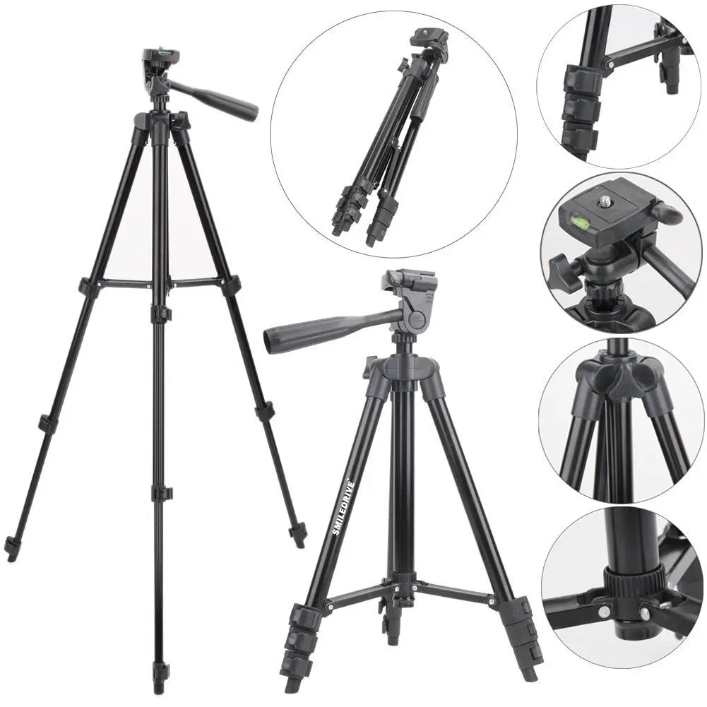 Smiledrive 105 cm Portable Tripod Stand Holder for Mobile Phones & Camera, Photo/Video Shoot Smiledrive