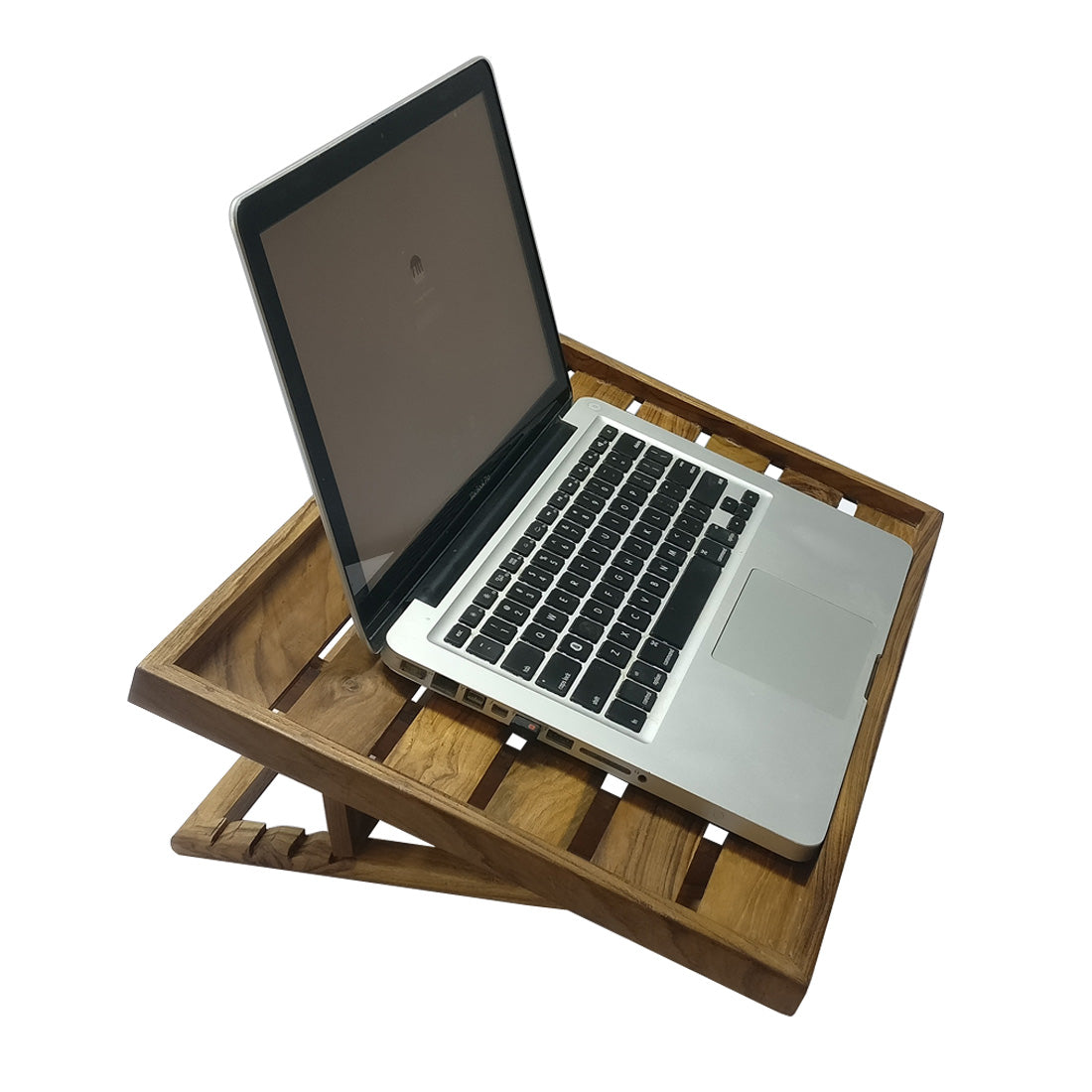 Smiledrive Laptop Riser Table Stand Teak Wood Macbook Holder Multi-Angle Foldable Universal Desk for laptops - Made in India Smiledrive