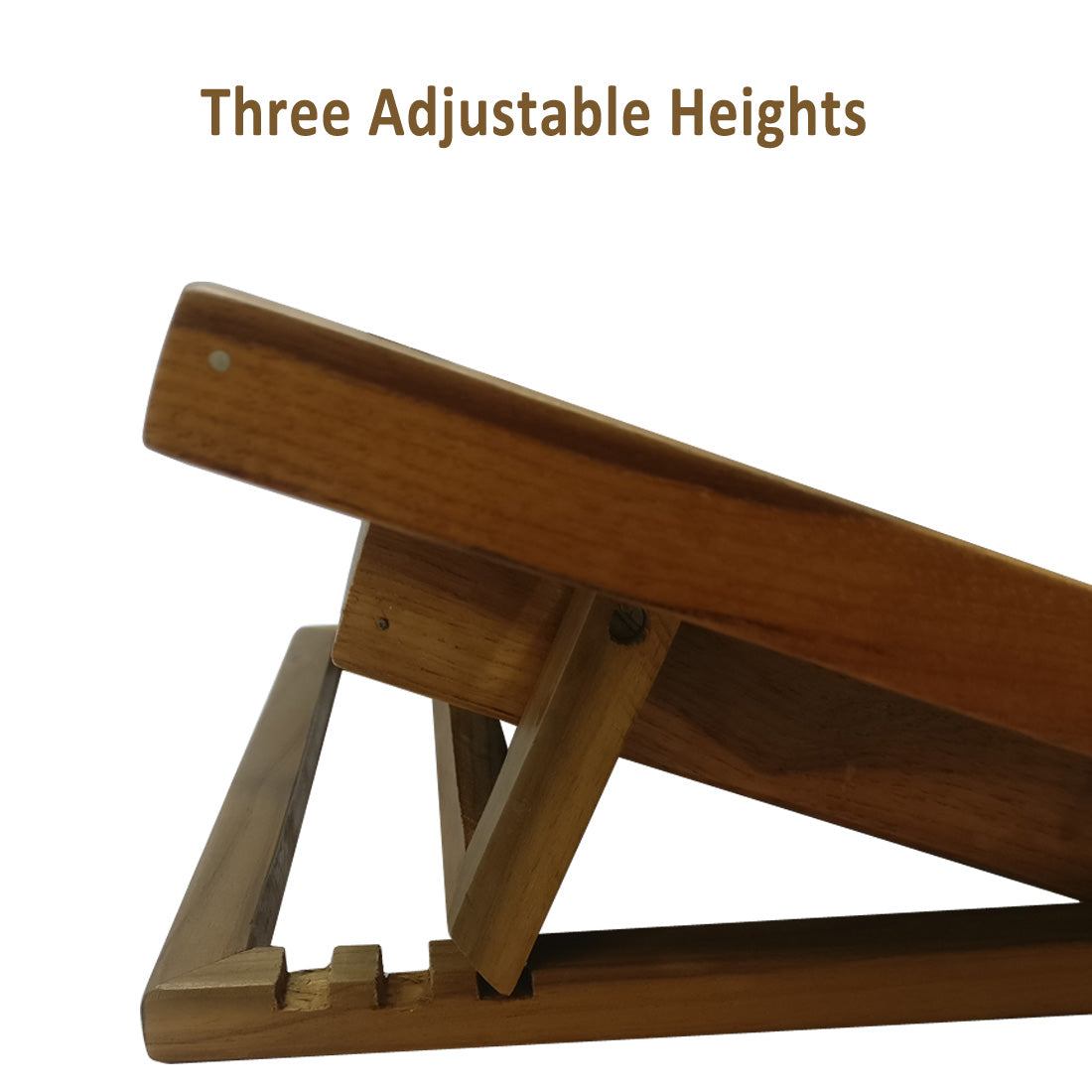Smiledrive Laptop Riser Table Stand Teak Wood Macbook Holder Multi-Angle Foldable Universal Desk for laptops - Made in India Smiledrive