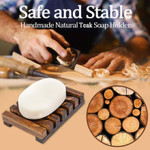 Load image into Gallery viewer, Smiledrive Soap Saver Holder Wooden Dish for Bathroom Kitchen Sink Teak Wood - Brown Smiledrive