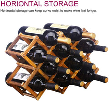 Load image into Gallery viewer, Smiledrive Teak Wood Wine Bottle Holder Rack-Wooden Foldable Organizer with 8 slots holds 10 Bottles, Made in India Smiledrive
