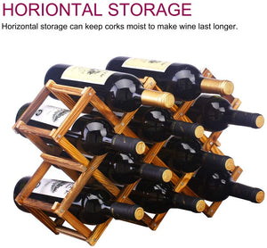 Smiledrive Teak Wood Wine Bottle Holder Rack-Wooden Foldable Organizer with 8 slots holds 10 Bottles, Made in India Smiledrive