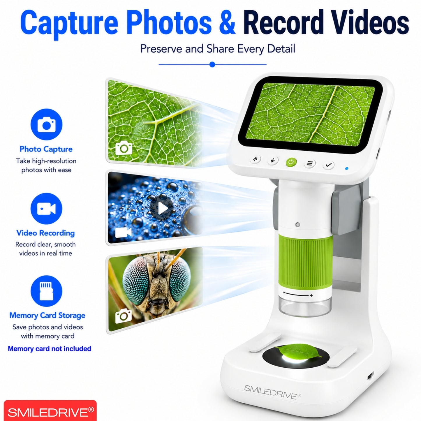 Mini Microscope with 1000x HD Magnification | 2.4” Screen LED Lights & Bottom Backlight | Photo & Video Capture | Rechargeable Handheld Microscope for Coins, Plants, PCB, Jewellery & STEM Learning