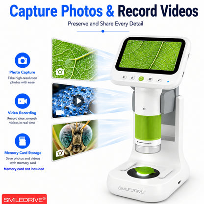Mini Microscope with 1000x HD Magnification | 2.4” Screen LED Lights & Bottom Backlight | Photo & Video Capture | Rechargeable Handheld Microscope for Coins, Plants, PCB, Jewellery & STEM Learning
